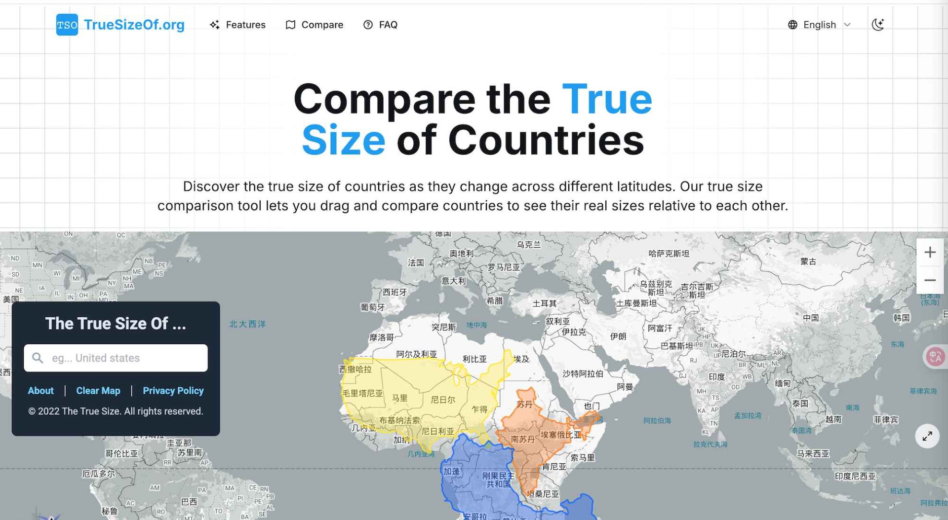 true size of